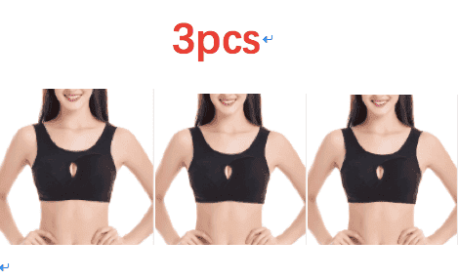 Plus Size Women Bra Ladies Cotton Quake-Proof Underwear Sleep Tops No Buckles Non Wire Lingerie With Removable Padded (Option: Black-4XL-3pcs)