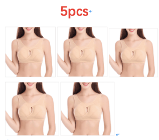Plus Size Women Bra Ladies Cotton Quake-Proof Underwear Sleep Tops No Buckles Non Wire Lingerie With Removable Padded (Option: Beige-XL-5pcs)
