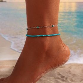 Bohemian Multi-layer Beaded Foot Ornaments Anklet (Option: 02style White)