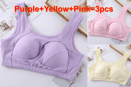Plus Size Women Bra Ladies Cotton Quake-Proof Underwear Sleep Tops No Buckles Non Wire Lingerie With Removable Padded (Option: Multicolor-S-1pc)