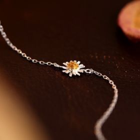 S925 Silver Mori Style Anklet Female Pastoral Style Thin Chain (Option: AS046 Silver)