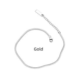 S925 Silver Simple Flat Snake Bone Single Chain Anklet (Option: Gold-925 silver)