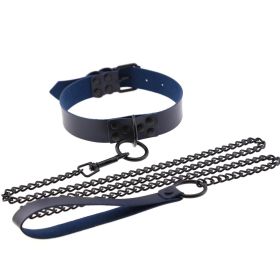 Personalized leather collar (Color: Dark Blue)