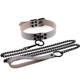 Personalized leather collar (Color: Silver)