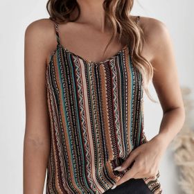 Ladies' Fashionable Geographical Print Retro Camisole Top (Option: MU-S)