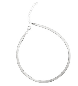 S925 Silver Simple Flat Snake Bone Single Chain Anklet (Option: Silver A-925 silver)