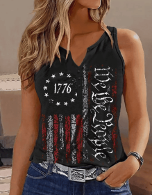 Ladies' V-neck Printed Fashionable Camisole Vest (Option: Black-XXL)