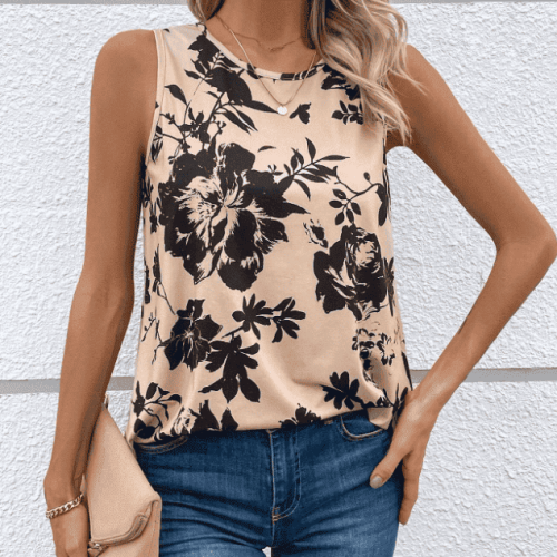 Ladies' Fashionable Sleeveless Printed Casual Vest