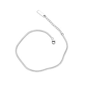 S925 Silver Simple Flat Snake Bone Single Chain Anklet (Option: Silver-925 silver)