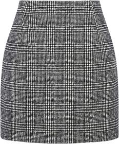Women's High Waist Plaid Tight Pencil Wool Mini Skirt (Option: Plaid Black-S)