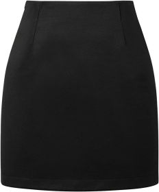 Women's High Waist Plaid Tight Pencil Wool Mini Skirt (Option: Pure Black-M)