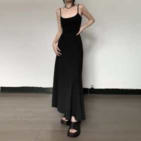 Female Summer Hot Girl Slim Fit Long Dress (Option: Black-L)