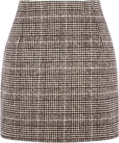 Women's High Waist Plaid Tight Pencil Wool Mini Skirt (Option: Light Brown Grid-L)