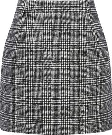 Women's High Waist Plaid Tight Pencil Wool Mini Skirt (Option: Plaid Black-L)